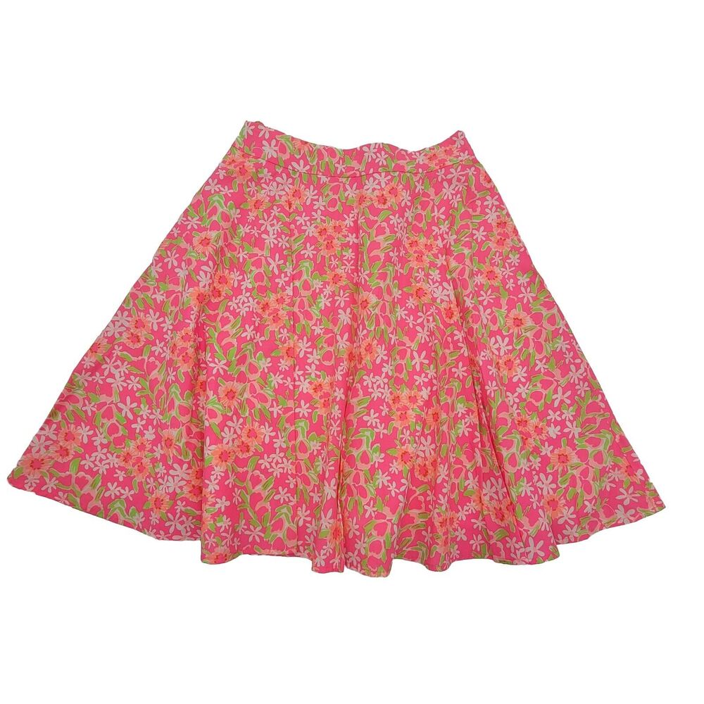 Lilly Pulitzer Womens Size 2 Full Skirt Flower Floral Print Lined